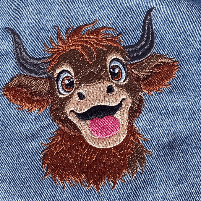 Geborduurde Highland Cow